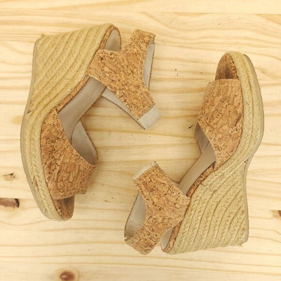 Donald Pliner Wynn Womens Cork Sandal Wedges Sz 6 Brown Chic Espadrille Open Toe - Picture 6 of 10